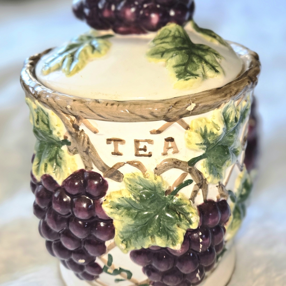 Vintage KK Raised Grape Vine Tea Canister MCM